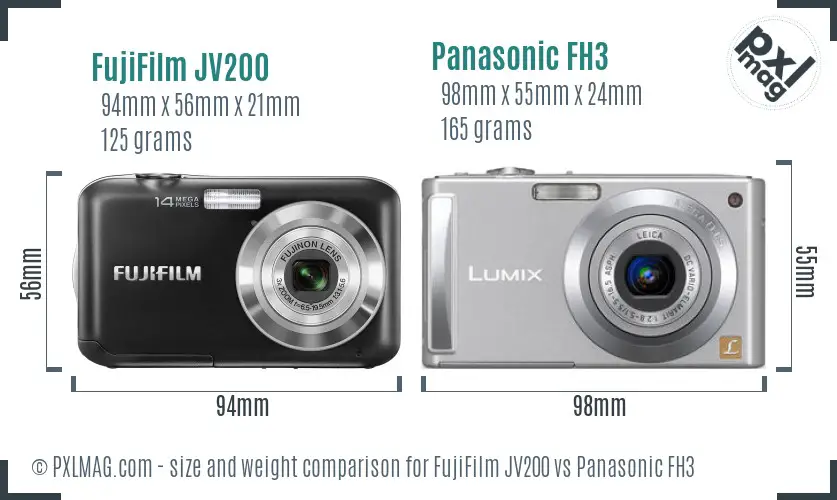 FujiFilm JV200 vs Panasonic FH3 size comparison FujiFilm JV200 vs Panasonic FH3 size comparison