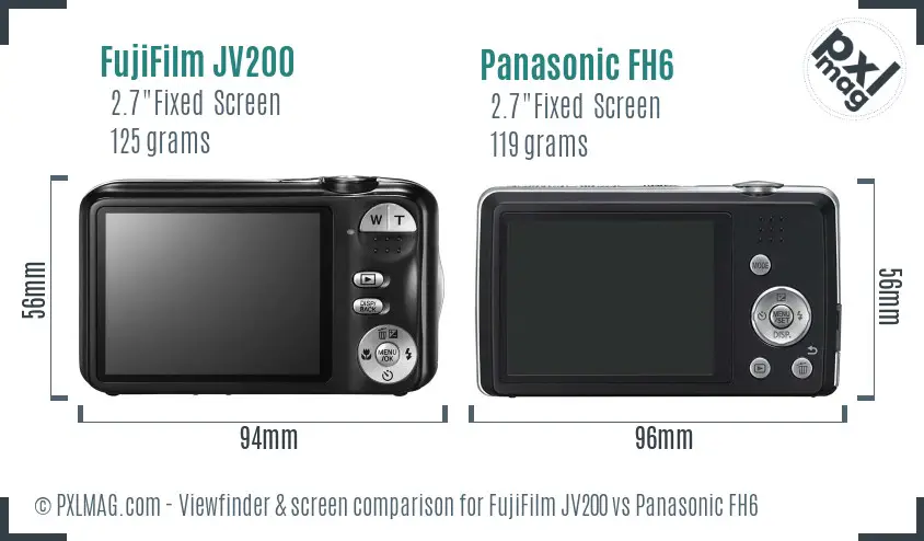 FujiFilm JV200 vs Panasonic FH6 Screen and Viewfinder comparison