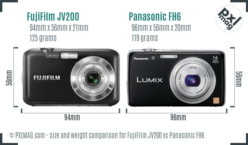 FujiFilm JV200 vs Panasonic FH6 size comparison