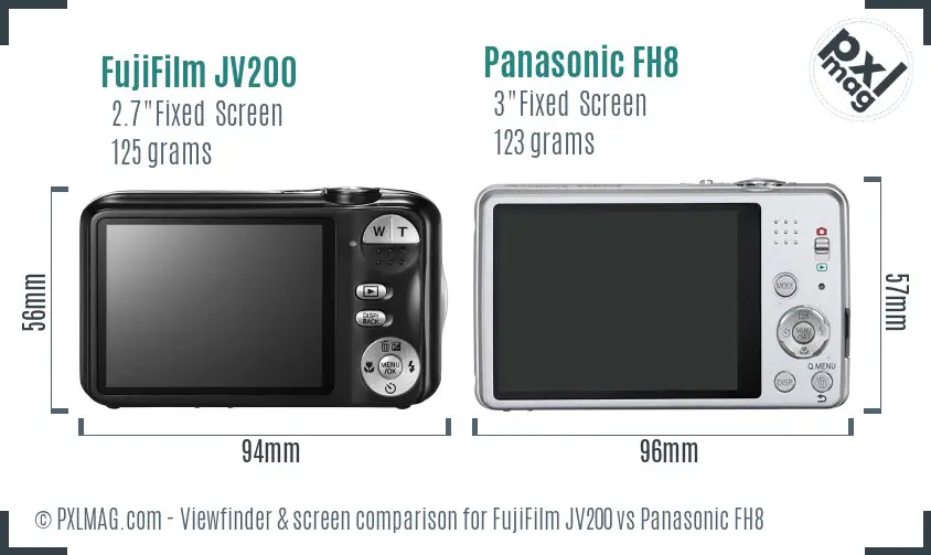 FujiFilm JV200 vs Panasonic FH8 Screen and Viewfinder comparison FujiFilm JV200 vs Panasonic FH8 Screen and Viewfinder comparison