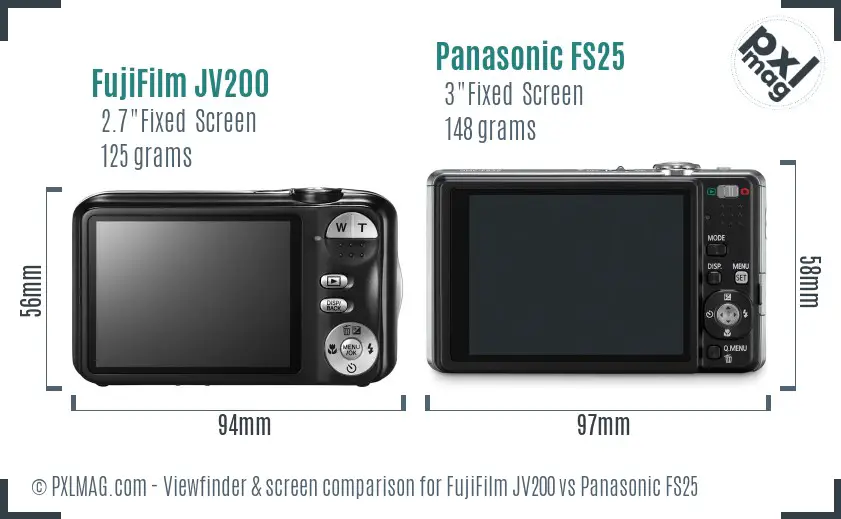 FujiFilm JV200 vs Panasonic FS25 Screen and Viewfinder comparison