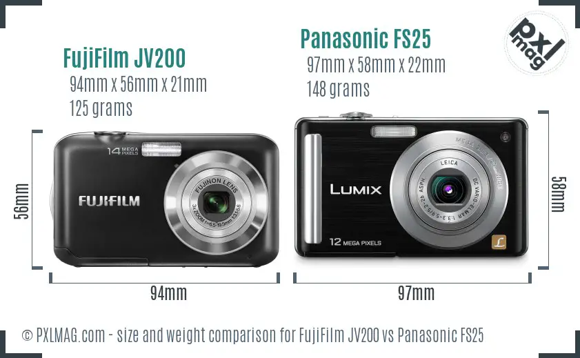 FujiFilm JV200 vs Panasonic FS25 size comparison