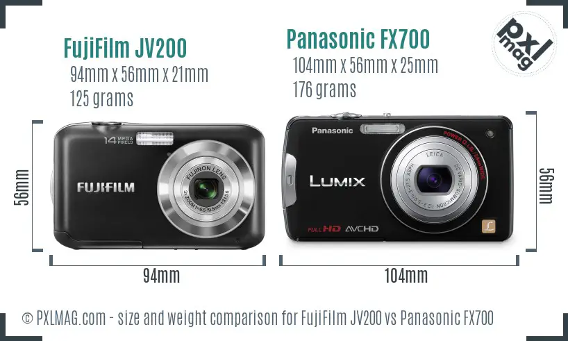 FujiFilm JV200 vs Panasonic FX700 size comparison FujiFilm JV200 vs Panasonic FX700 size comparison