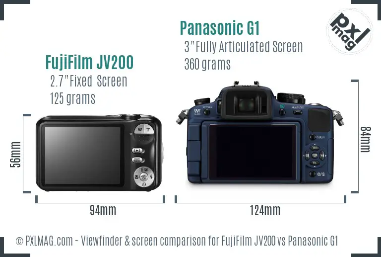 FujiFilm JV200 vs Panasonic G1 Screen and Viewfinder comparison