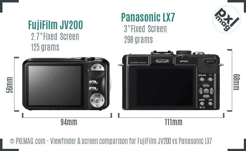 FujiFilm JV200 vs Panasonic LX7 Screen and Viewfinder comparison FujiFilm JV200 vs Panasonic LX7 Screen and Viewfinder comparison