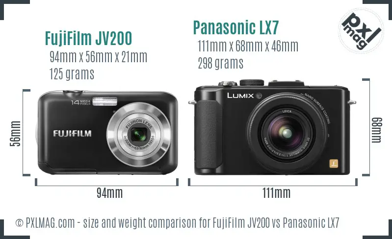 FujiFilm JV200 vs Panasonic LX7 size comparison FujiFilm JV200 vs Panasonic LX7 size comparison