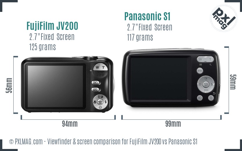 FujiFilm JV200 vs Panasonic S1 Screen and Viewfinder comparison