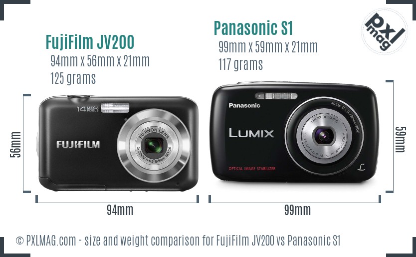 FujiFilm JV200 vs Panasonic S1 size comparison