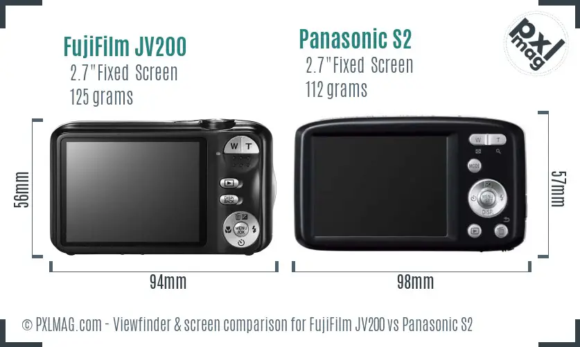 FujiFilm JV200 vs Panasonic S2 Screen and Viewfinder comparison