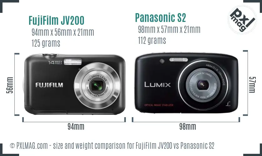 FujiFilm JV200 vs Panasonic S2 size comparison