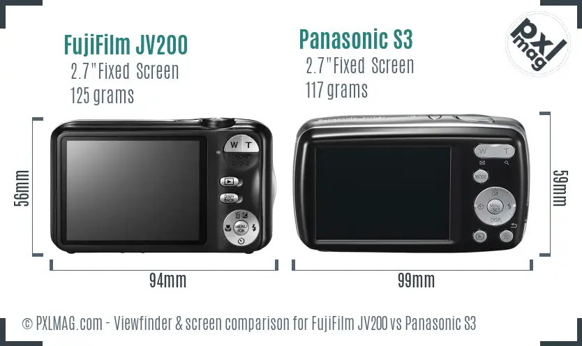 FujiFilm JV200 vs Panasonic S3 Screen and Viewfinder comparison