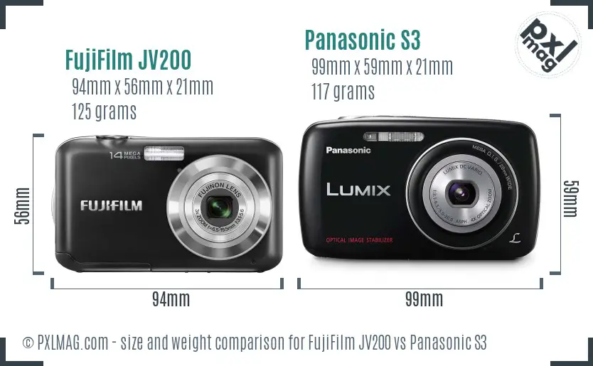 FujiFilm JV200 vs Panasonic S3 size comparison