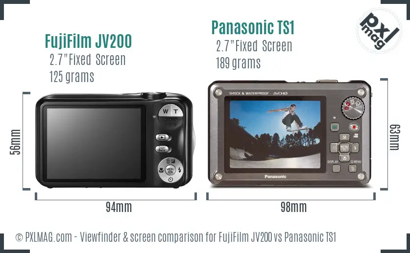FujiFilm JV200 vs Panasonic TS1 Screen and Viewfinder comparison