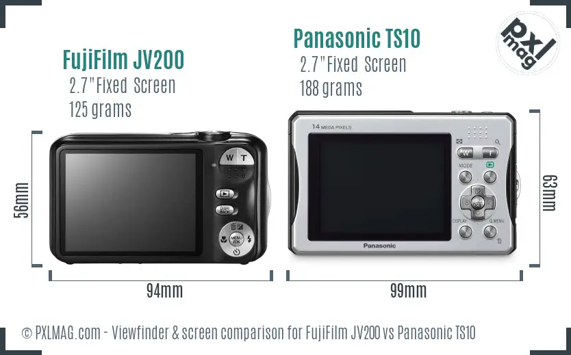 FujiFilm JV200 vs Panasonic TS10 Screen and Viewfinder comparison