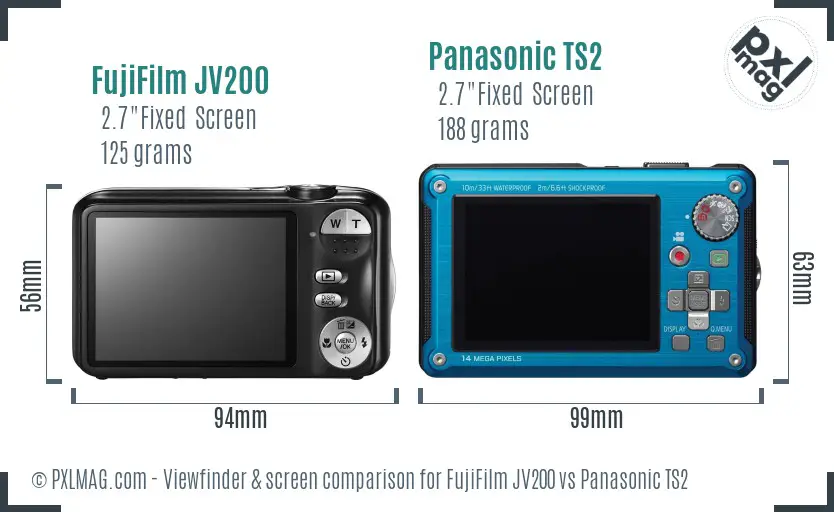 FujiFilm JV200 vs Panasonic TS2 Screen and Viewfinder comparison