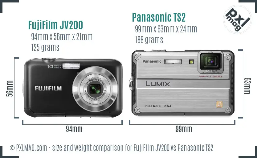 FujiFilm JV200 vs Panasonic TS2 size comparison