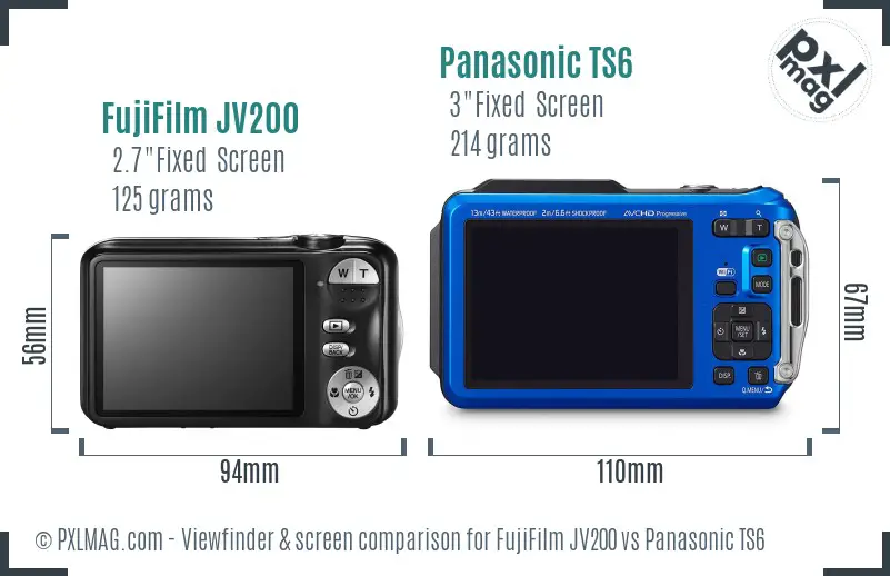 FujiFilm JV200 vs Panasonic TS6 Screen and Viewfinder comparison FujiFilm JV200 vs Panasonic TS6 Screen and Viewfinder comparison