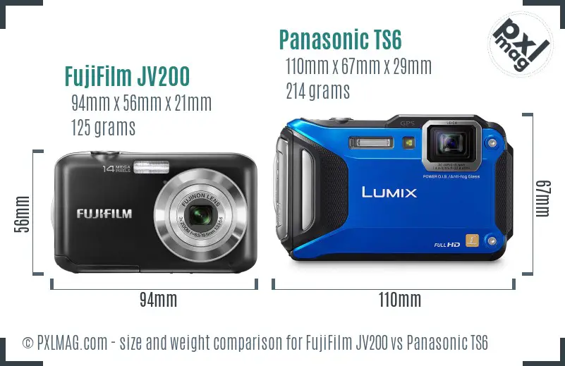 FujiFilm JV200 vs Panasonic TS6 size comparison FujiFilm JV200 vs Panasonic TS6 size comparison