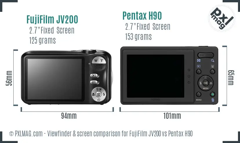FujiFilm JV200 vs Pentax H90 Screen and Viewfinder comparison