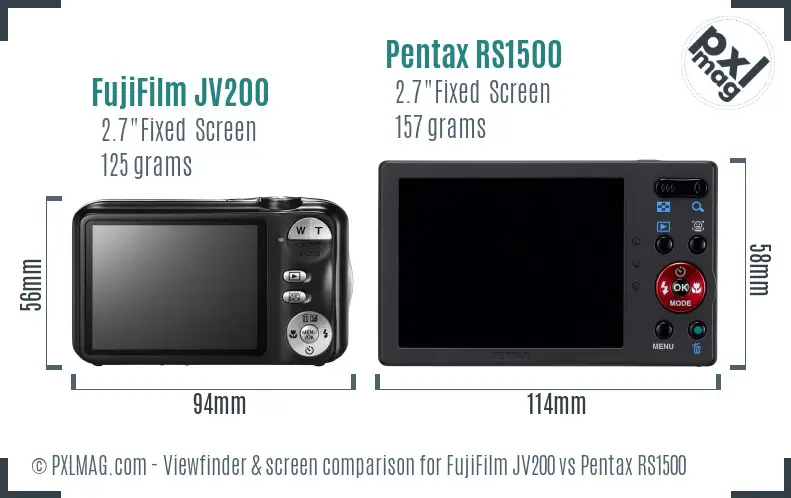 FujiFilm JV200 vs Pentax RS1500 Screen and Viewfinder comparison
