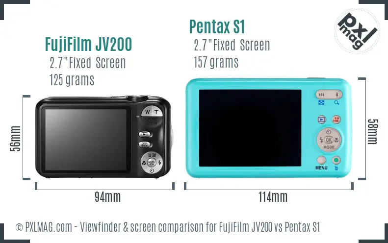 FujiFilm JV200 vs Pentax S1 Screen and Viewfinder comparison FujiFilm JV200 vs Pentax S1 Screen and Viewfinder comparison
