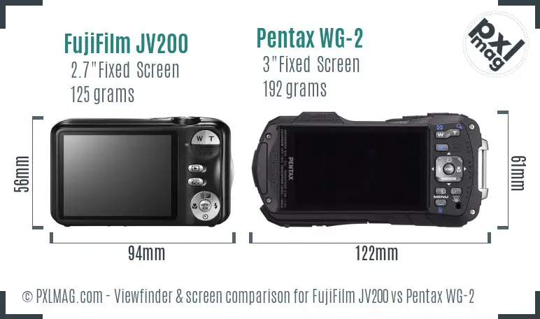 FujiFilm JV200 vs Pentax WG-2 Screen and Viewfinder comparison