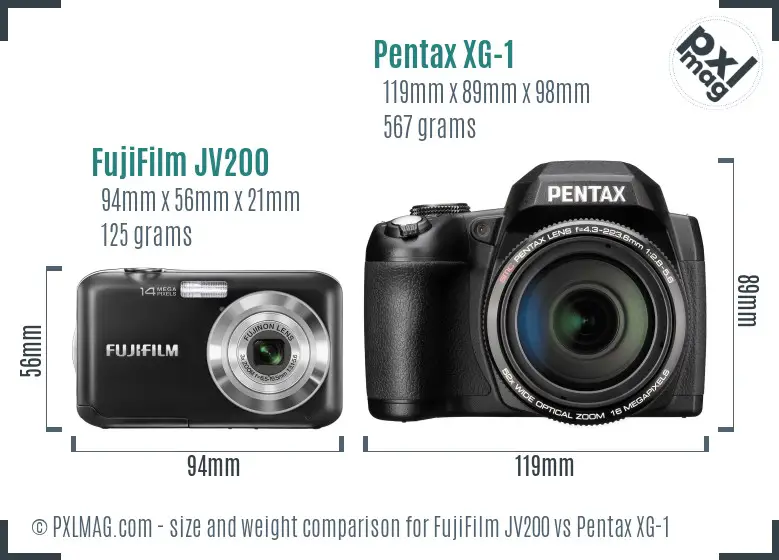 FujiFilm JV200 vs Pentax XG-1 size comparison