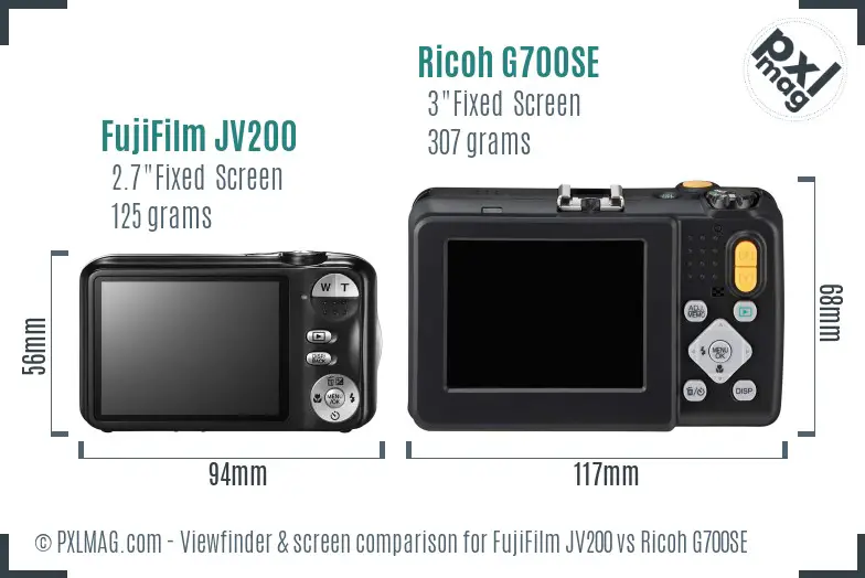 FujiFilm JV200 vs Ricoh G700SE Screen and Viewfinder comparison