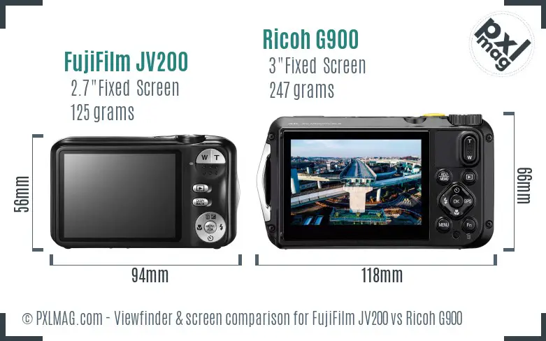 FujiFilm JV200 vs Ricoh G900 Screen and Viewfinder comparison FujiFilm JV200 vs Ricoh G900 Screen and Viewfinder comparison