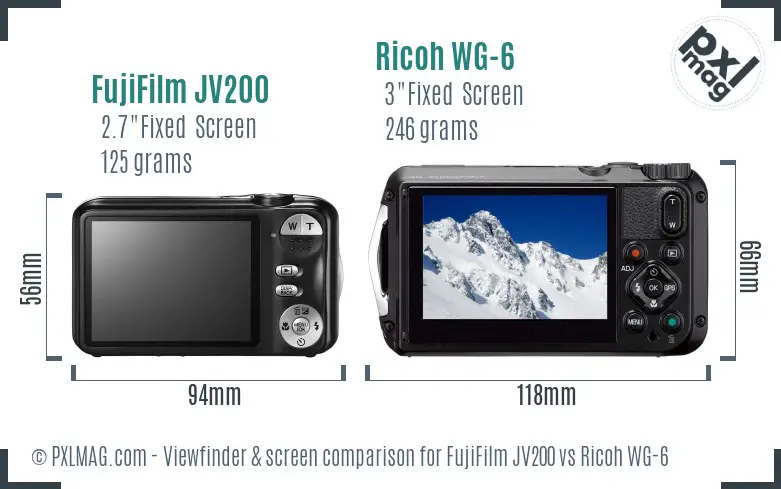 FujiFilm JV200 vs Ricoh WG-6 Screen and Viewfinder comparison