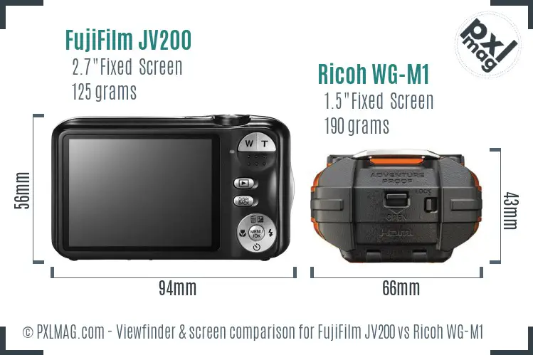 FujiFilm JV200 vs Ricoh WG-M1 Screen and Viewfinder comparison