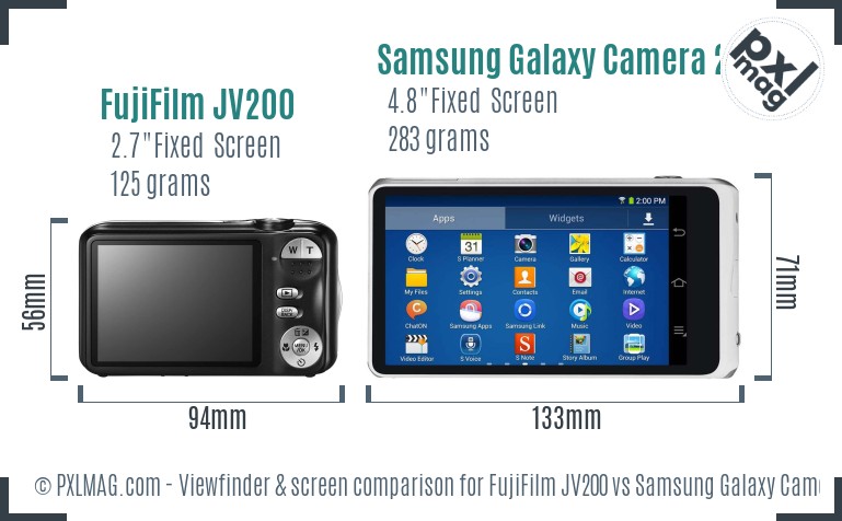 FujiFilm JV200 vs Samsung Galaxy Camera 2 Screen and Viewfinder comparison