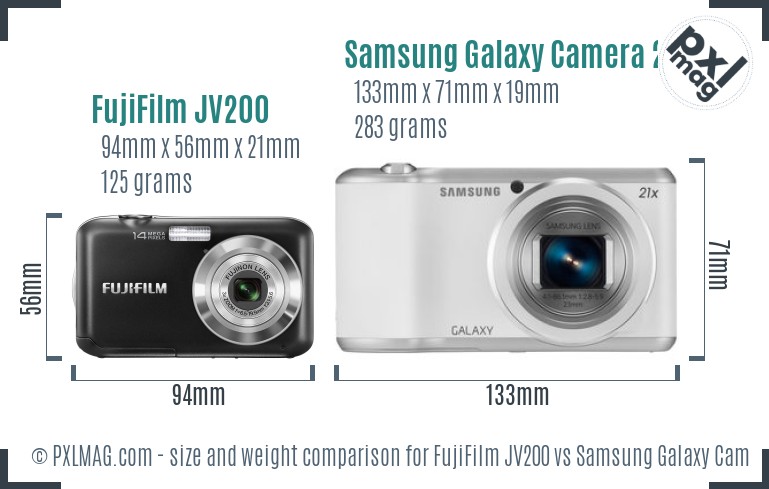 FujiFilm JV200 vs Samsung Galaxy Camera 2 size comparison FujiFilm JV200 vs Samsung Galaxy Camera 2 size comparison