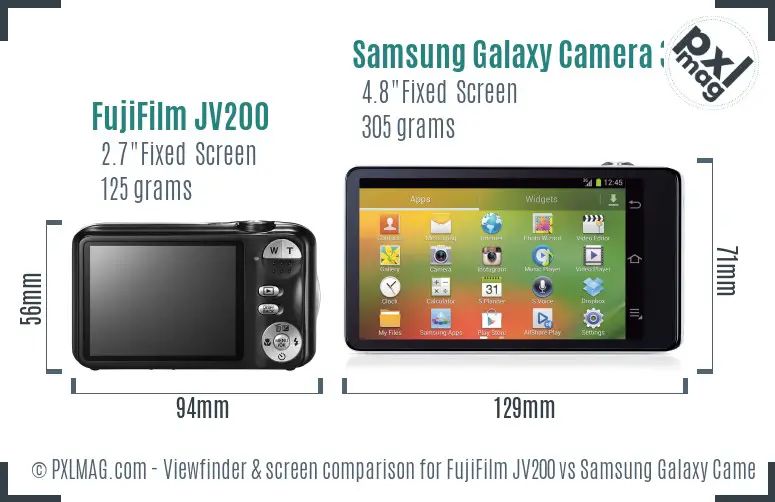 FujiFilm JV200 vs Samsung Galaxy Camera 3G Screen and Viewfinder comparison FujiFilm JV200 vs Samsung Galaxy Camera 3G Screen and Viewfinder comparison