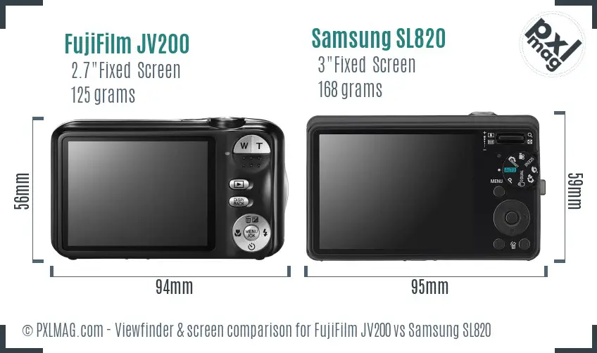 FujiFilm JV200 vs Samsung SL820 Screen and Viewfinder comparison FujiFilm JV200 vs Samsung SL820 Screen and Viewfinder comparison