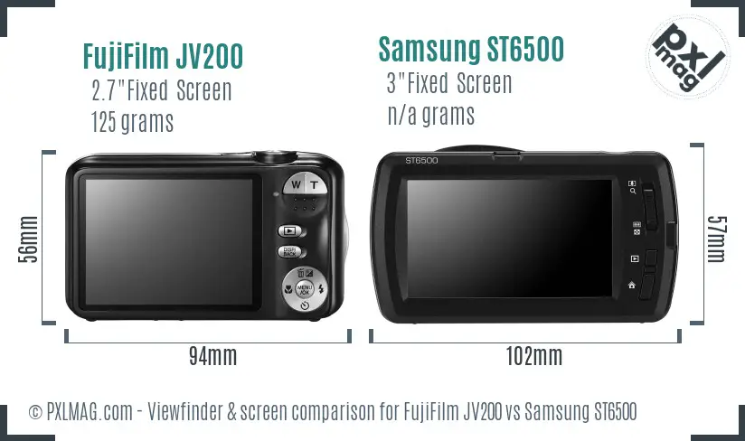 FujiFilm JV200 vs Samsung ST6500 Screen and Viewfinder comparison