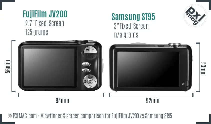 FujiFilm JV200 vs Samsung ST95 Screen and Viewfinder comparison