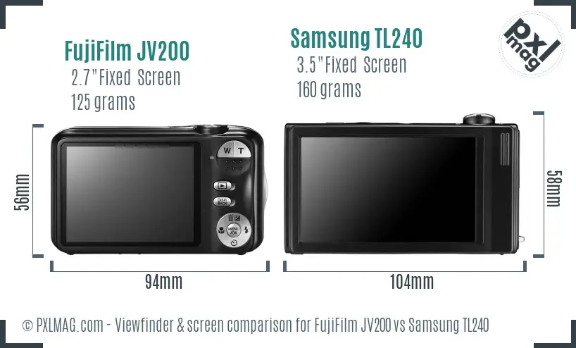 FujiFilm JV200 vs Samsung TL240 Screen and Viewfinder comparison FujiFilm JV200 vs Samsung TL240 Screen and Viewfinder comparison