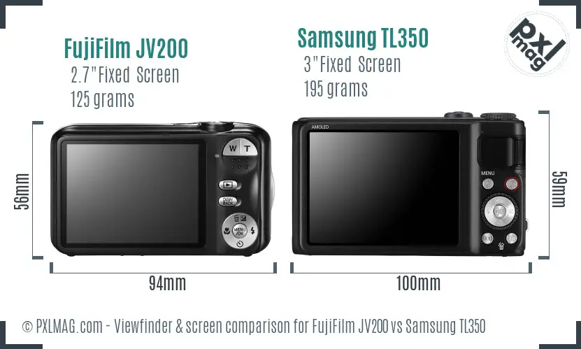 FujiFilm JV200 vs Samsung TL350 Screen and Viewfinder comparison FujiFilm JV200 vs Samsung TL350 Screen and Viewfinder comparison