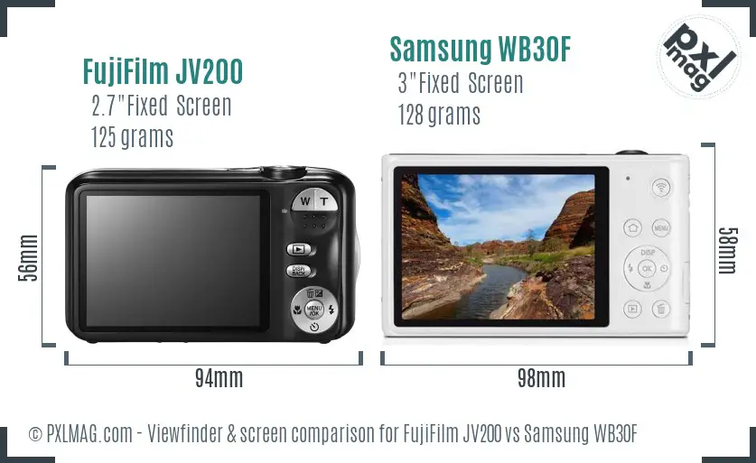 FujiFilm JV200 vs Samsung WB30F Screen and Viewfinder comparison FujiFilm JV200 vs Samsung WB30F Screen and Viewfinder comparison