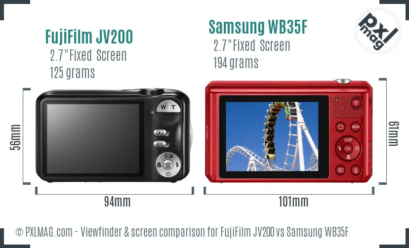 FujiFilm JV200 vs Samsung WB35F Screen and Viewfinder comparison
