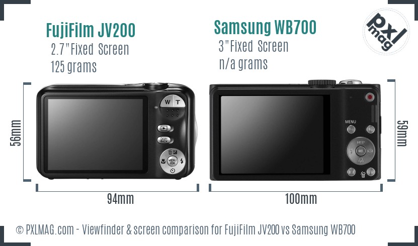 FujiFilm JV200 vs Samsung WB700 Screen and Viewfinder comparison