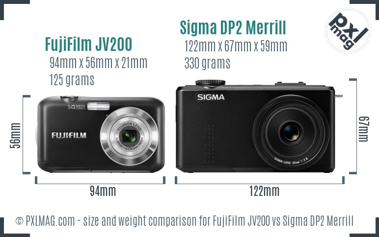 FujiFilm JV200 vs Sigma DP2 Merrill size comparison FujiFilm JV200 vs Sigma DP2 Merrill size comparison
