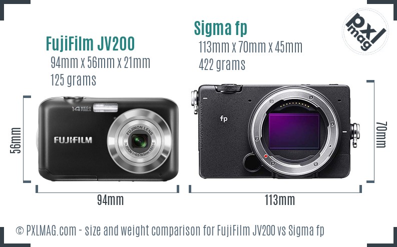 FujiFilm JV200 vs Sigma fp size comparison FujiFilm JV200 vs Sigma fp size comparison