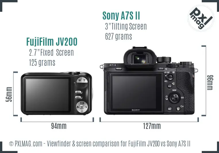 FujiFilm JV200 vs Sony A7S II Screen and Viewfinder comparison