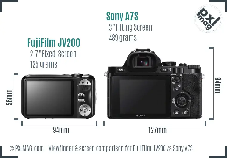 FujiFilm JV200 vs Sony A7S Screen and Viewfinder comparison