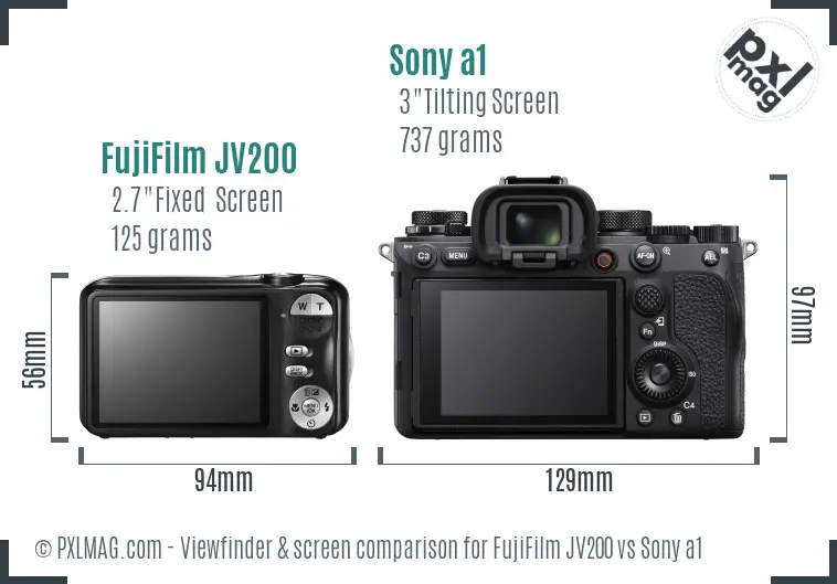 FujiFilm JV200 vs Sony a1 Screen and Viewfinder comparison FujiFilm JV200 vs Sony a1 Screen and Viewfinder comparison