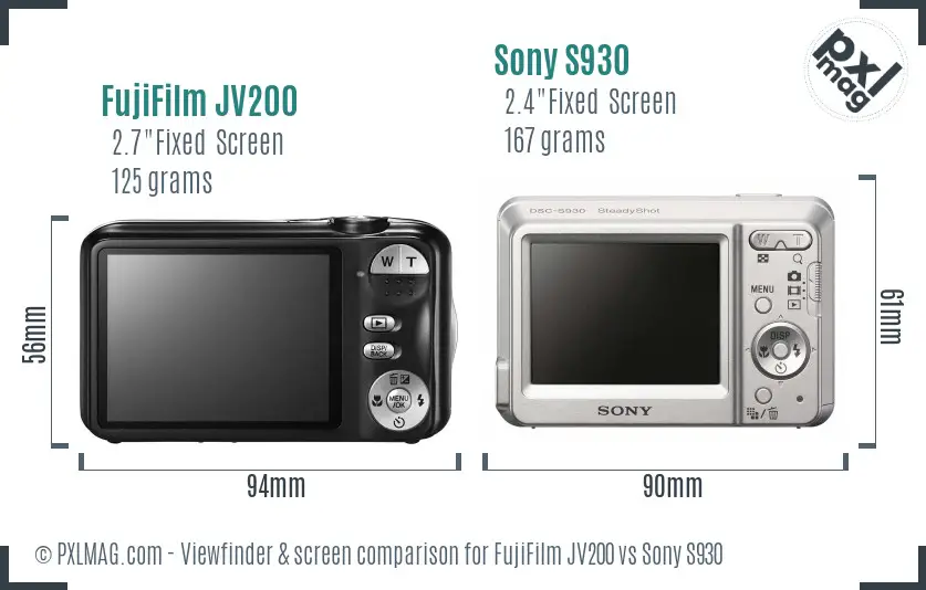 FujiFilm JV200 vs Sony S930 Screen and Viewfinder comparison FujiFilm JV200 vs Sony S930 Screen and Viewfinder comparison