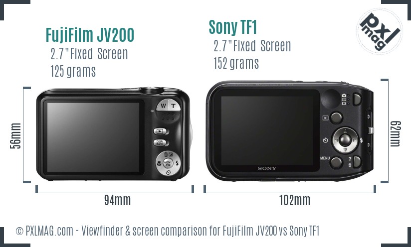 FujiFilm JV200 vs Sony TF1 Screen and Viewfinder comparison