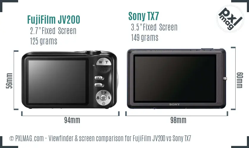 FujiFilm JV200 vs Sony TX7 Screen and Viewfinder comparison
